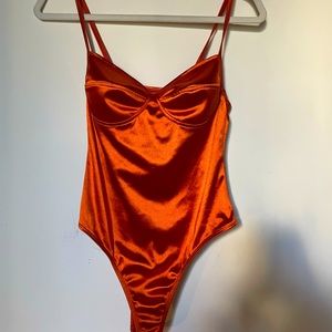 Orange shiny bodysuit/swimsuit